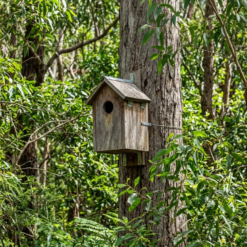 Animal nesting box installed as a humane alternative to a Newtown roof cavity