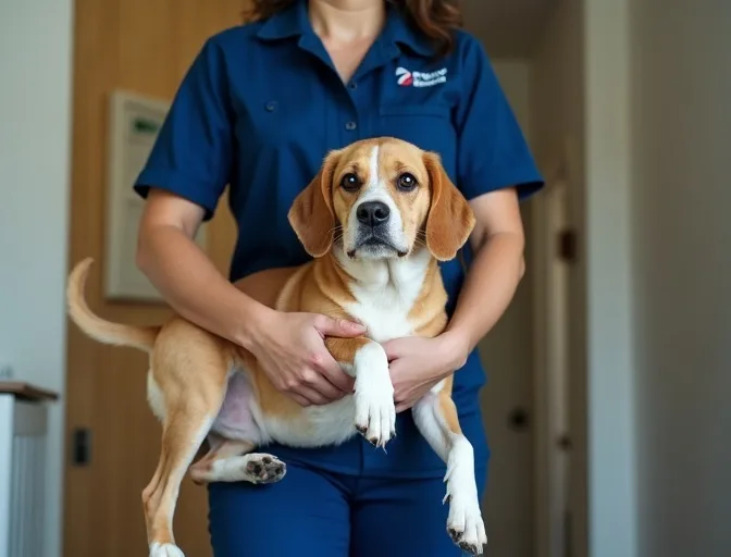 Technician respectfully transporting a deceased dog in Newtown